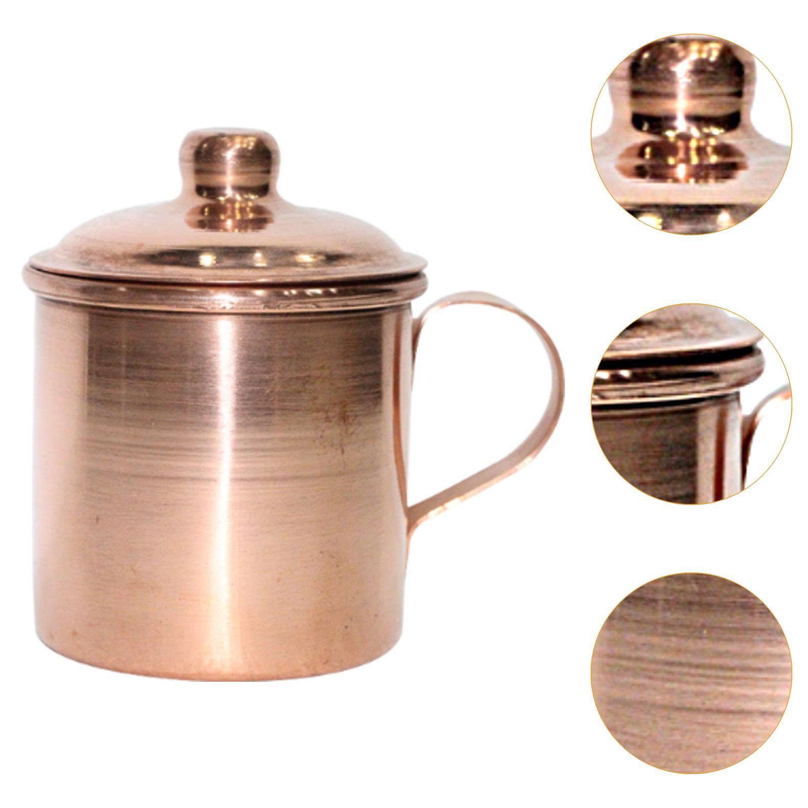 Mule Copper Mug - 手作り銅製ティーカップ、飲料用カップ、実用的な銅製ハンドル付きマグカップ、蓋とハンドル付き、カフェ、家庭用、茶室、バー、パーティーに最適