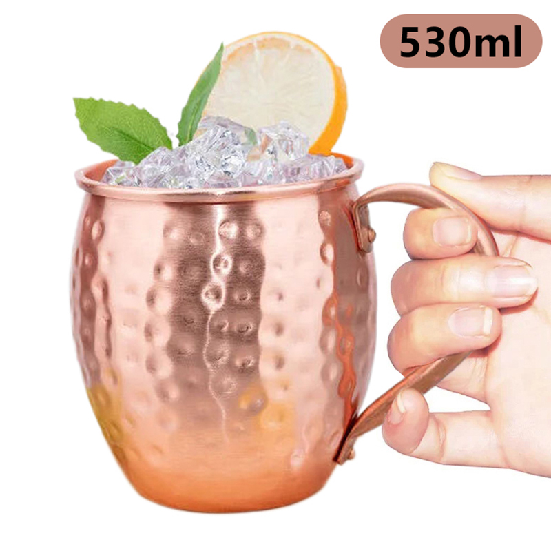 Mule Copper Mug - 【F】530ml 100%銅製 モスクワミュールマグ カクテルワインカップ 槌目銅製ビールマグ コーヒーマグ