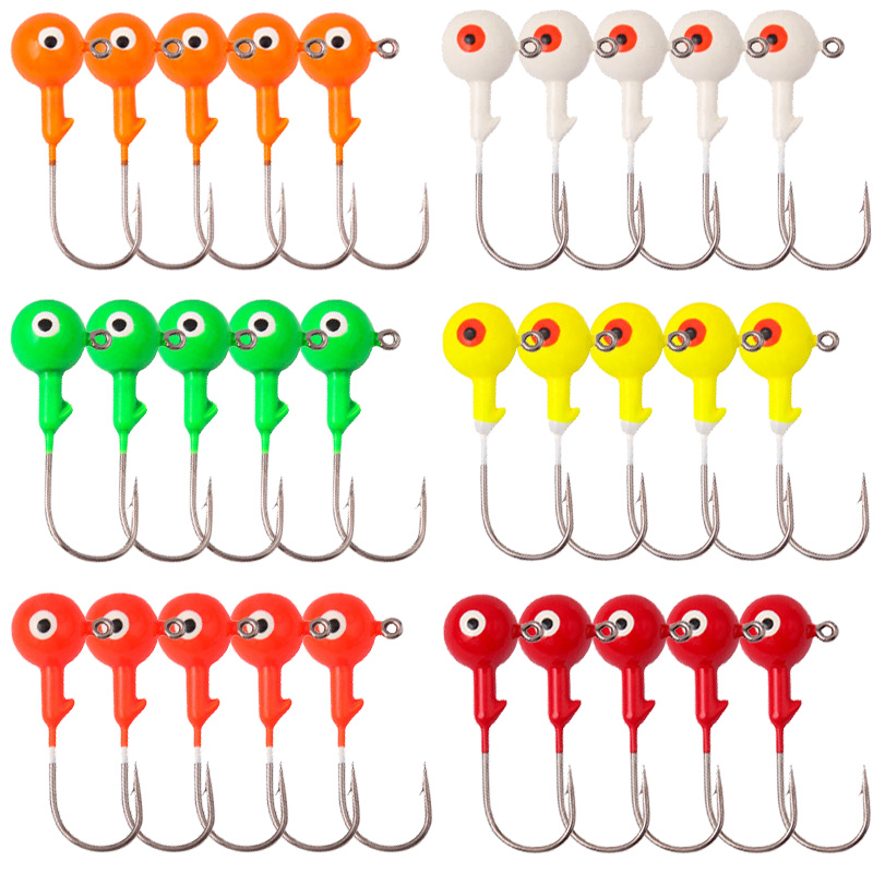 Jigger Double Sided - リードヘッドとピンボールのヘッドを備えた釣り用フック,釣り用アクセサリー,ダブルアイ,60ピース/バッグ