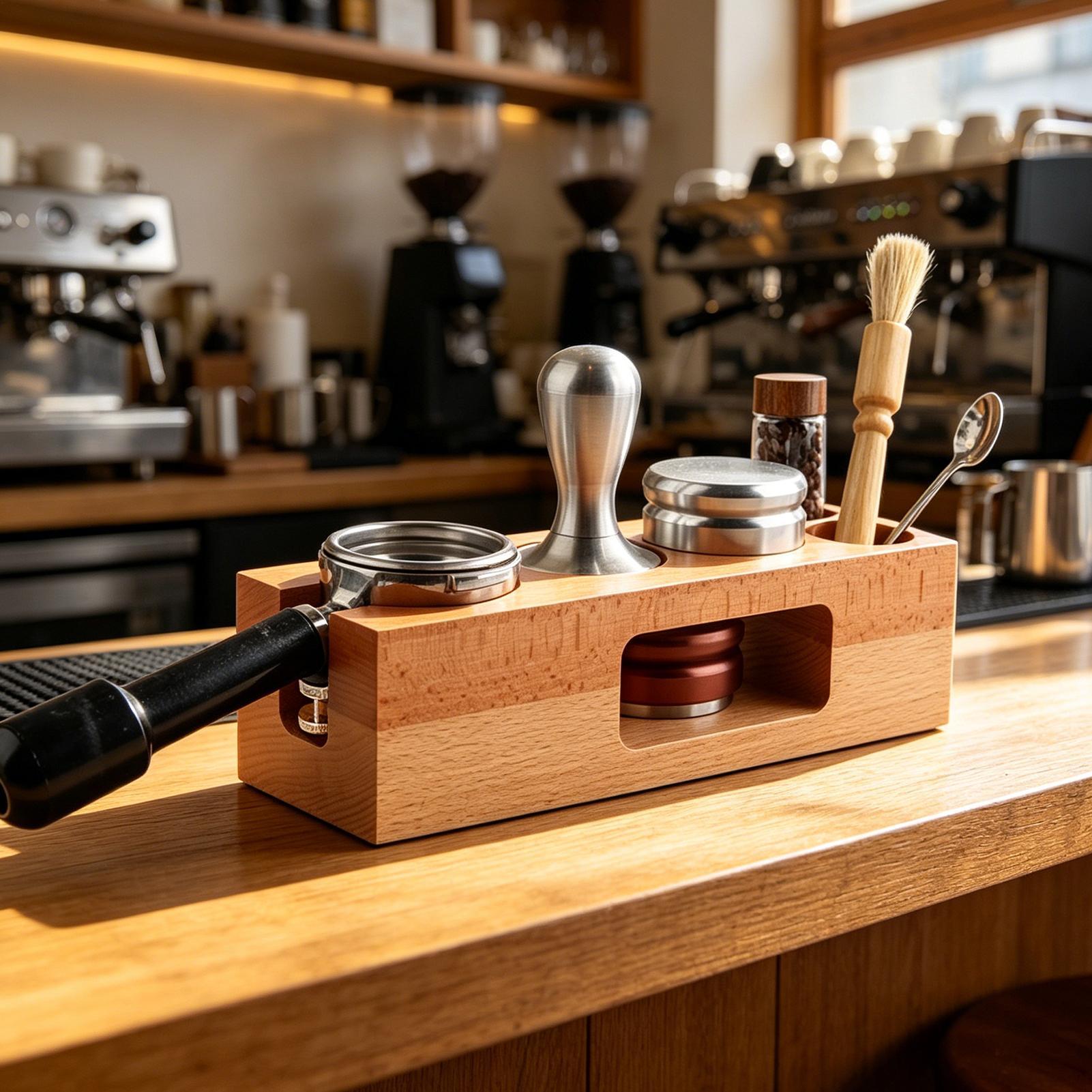 エスプレッソタンピングステーション 58mm 木製 天然木  - Home Bar And Counter のレビューと価格