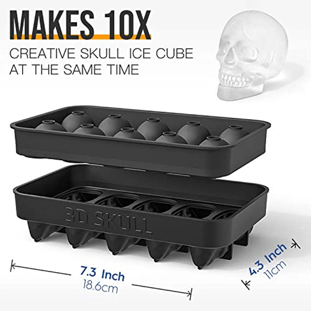 ウイスキー用製氷機型 - 漏斗付き10キャビティスカルアイス - Ice Mold Sphere のレビューと価格