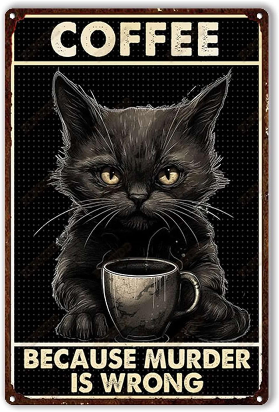 ブリキ製の飾り板「コーヒー猫」「殺人は間違っている」の文字入 - Home Bar And Coffee のレビューと価格