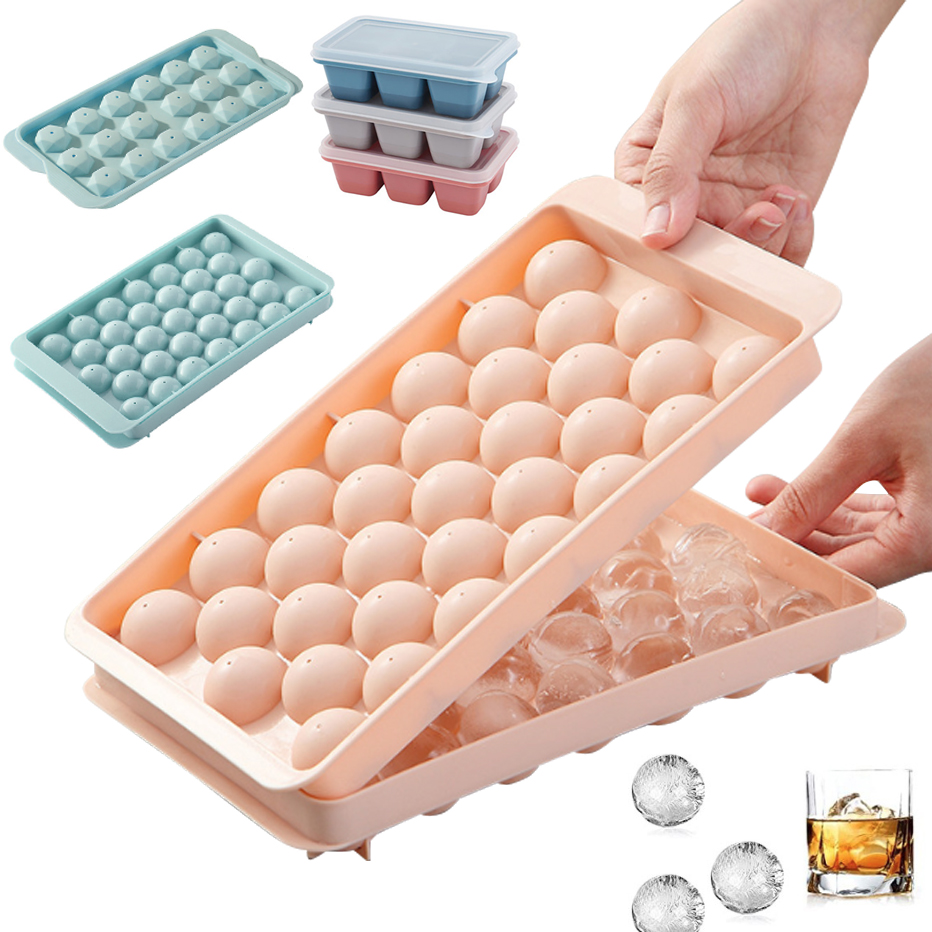 3D ラウンドアイスキューブトレイ蓋付きプラスチックダイヤモ - Ice Mold Sphere のレビューと価格
