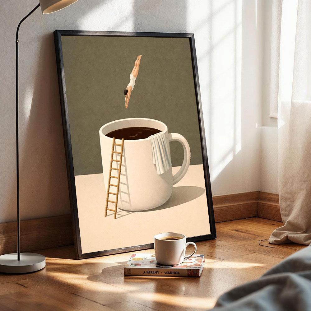 1pc フレームレスコーヒーアドベンチャーエスプレッソアート - Home Bar And Coffee のレビューと価格