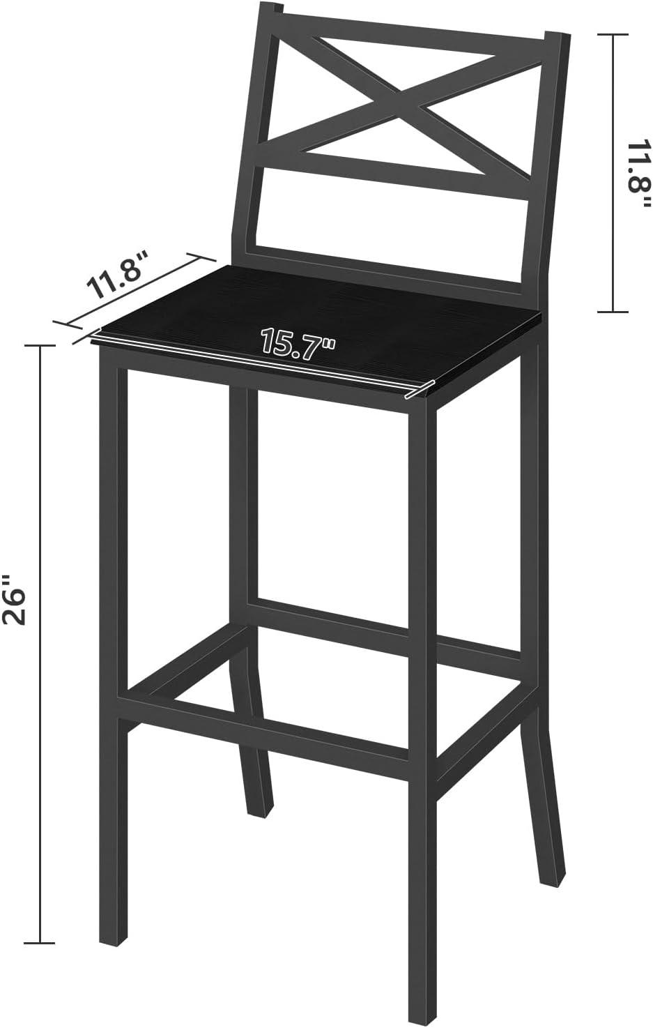バースツール、背もたれとフットレスト付きバーチェア2脚セット - Home Bar And Counter のレビューと価格