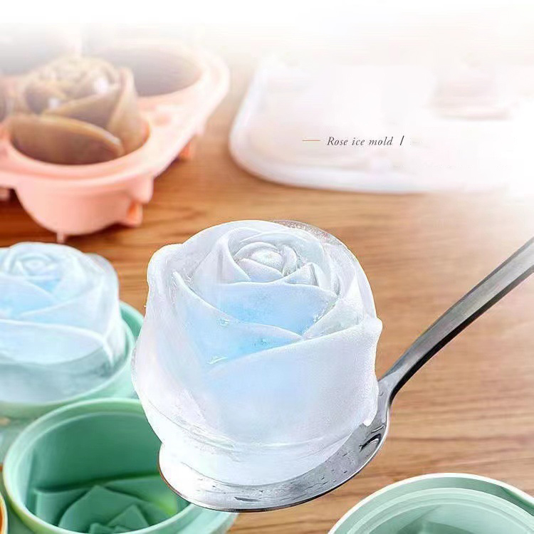 3D ローズアイスモールド 4 穴アイスキューブトレイ型花の - Ice Mold Sphere のレビューと価格