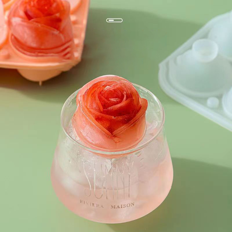 3D ローズアイスモールド 4 穴アイスキューブトレイ型花の - Ice Mold Sphere のレビューと価格