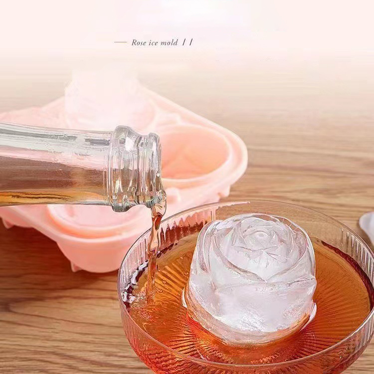 3D ローズアイスモールド 4 穴アイスキューブトレイ型花の - Ice Mold Sphere のレビューと価格