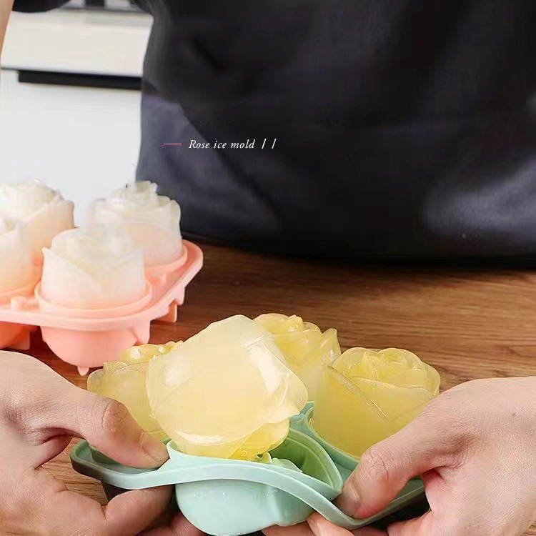 3D ローズアイスモールド 4 穴アイスキューブトレイ型花の - Ice Mold Sphere のレビューと価格