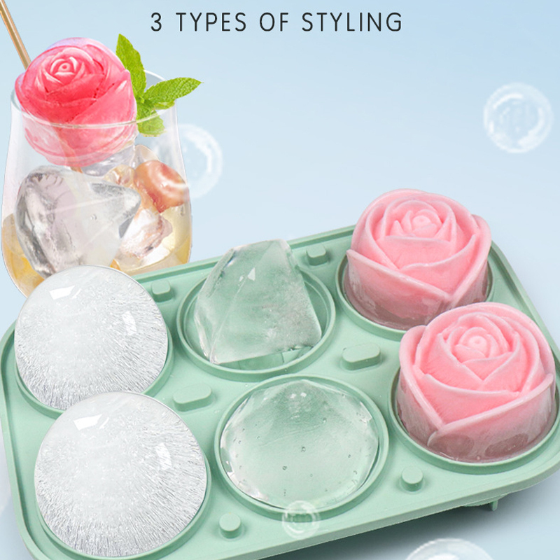 3D ローズダイヤモンドラウンドアイスキューブ金型 4/6  - Ice Mold Sphere のレビューと価格