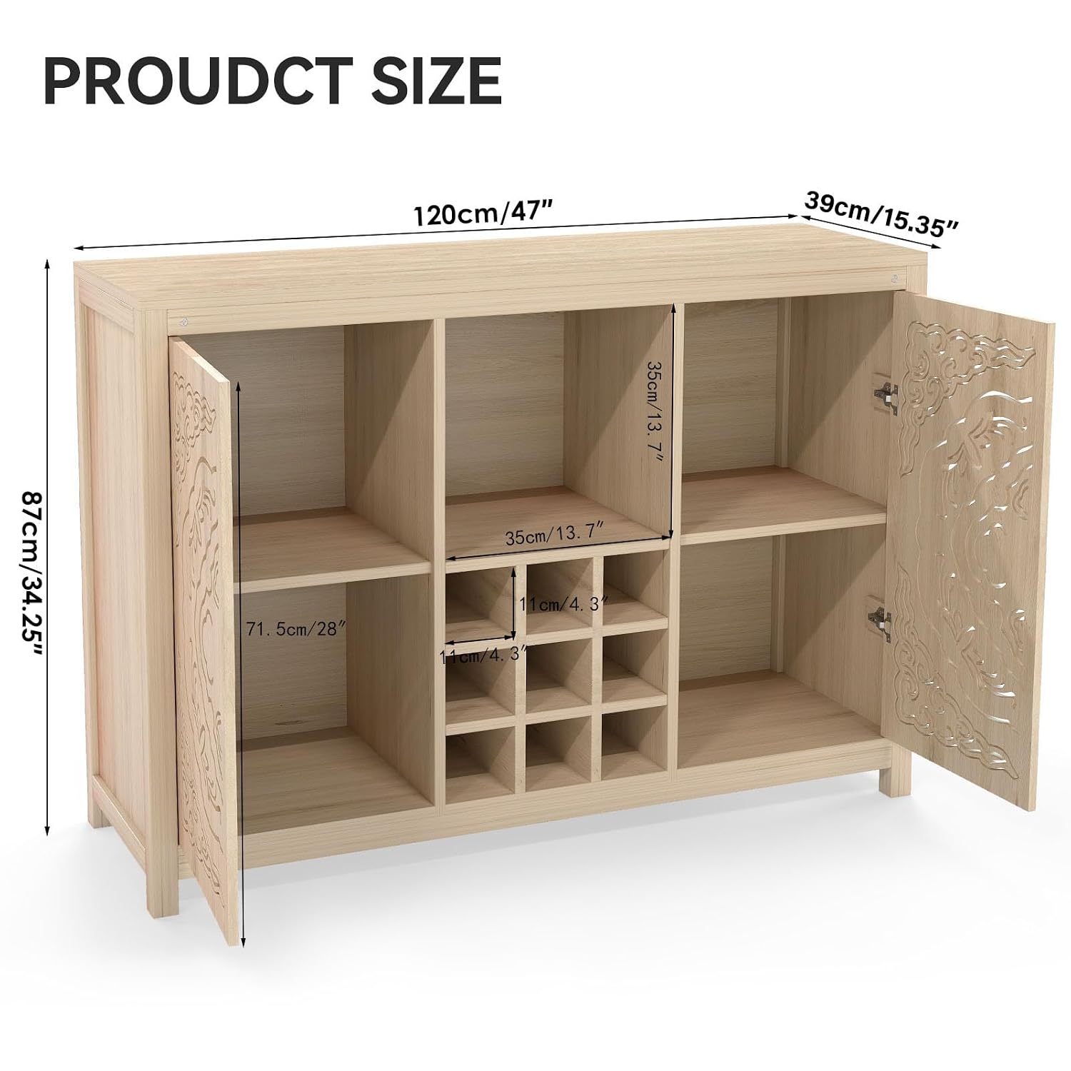 木製バーキャビネット、調節可能なワインラックと収納付き、リビ - Home Bar And Cabinet のレビューと価格