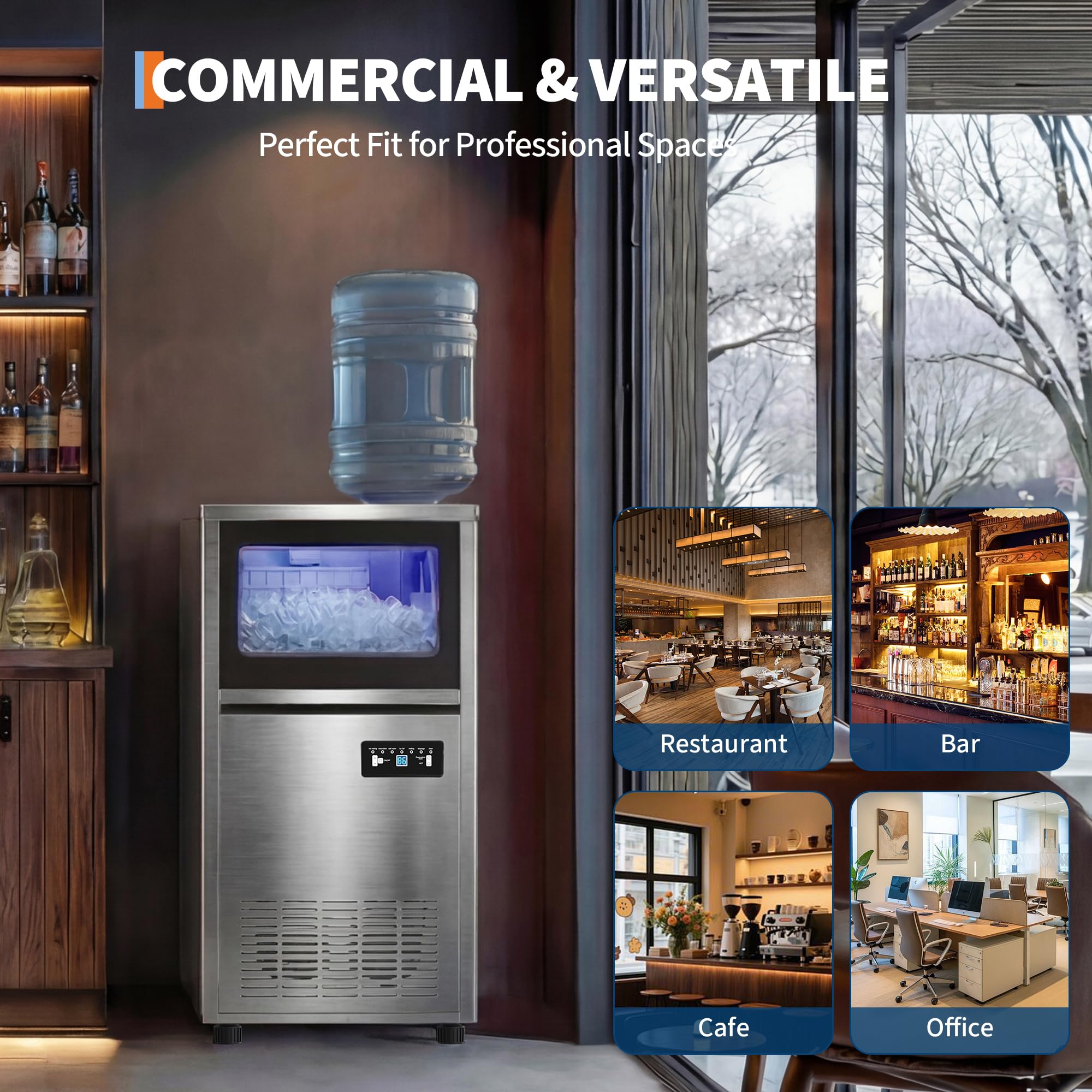 業務用製氷機 120ポンド/24時間、36ポンドの貯氷容量、 - Home Bar And Counter のレビューと価格