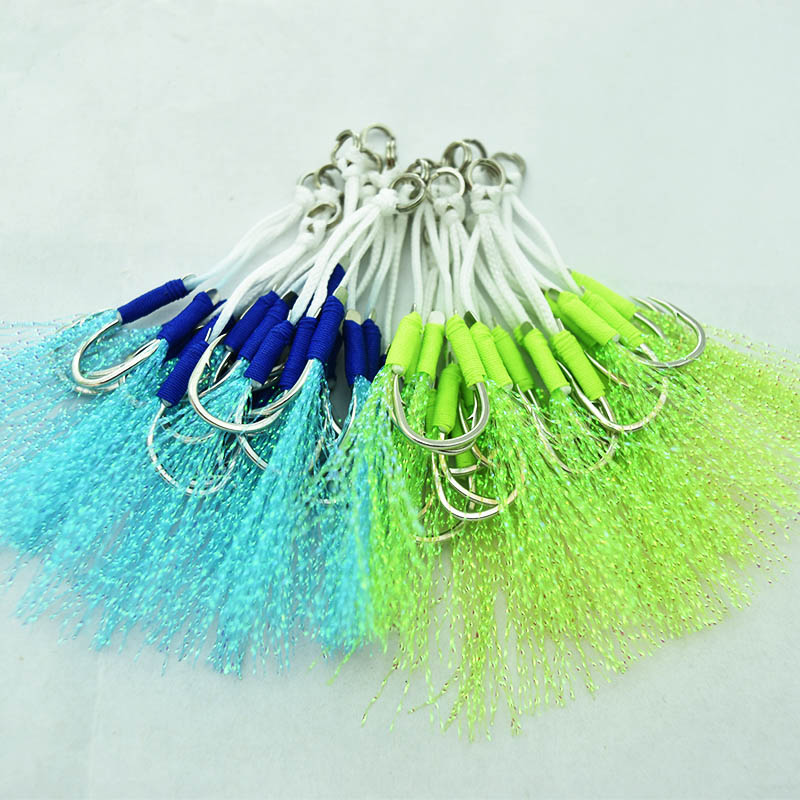 釣り用の羽のフック,魚を捕まえるためのロープ,10〜20のサ - Jigger Double Sided のレビューと価格