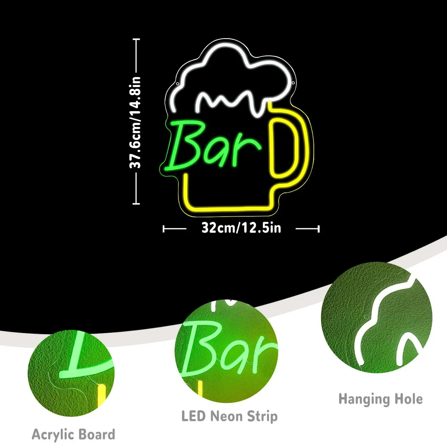 ビールバーネオンサインUSB調光可能なLEDライト、ビジネス - Home Bar And Kitchen のレビューと価格